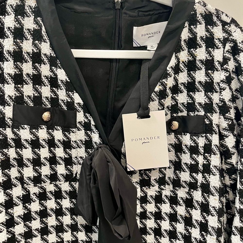 Tuckernuck Pomander Place Coco Bow Tweed Houndstooth Dress, size XL - Picture 3 of 11